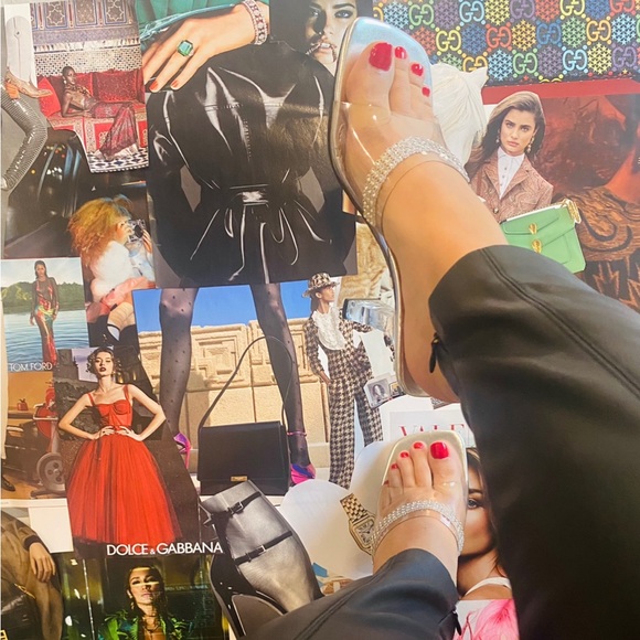 Vintage Shoes - 90’s Rhinestone Clear Heels Size 8